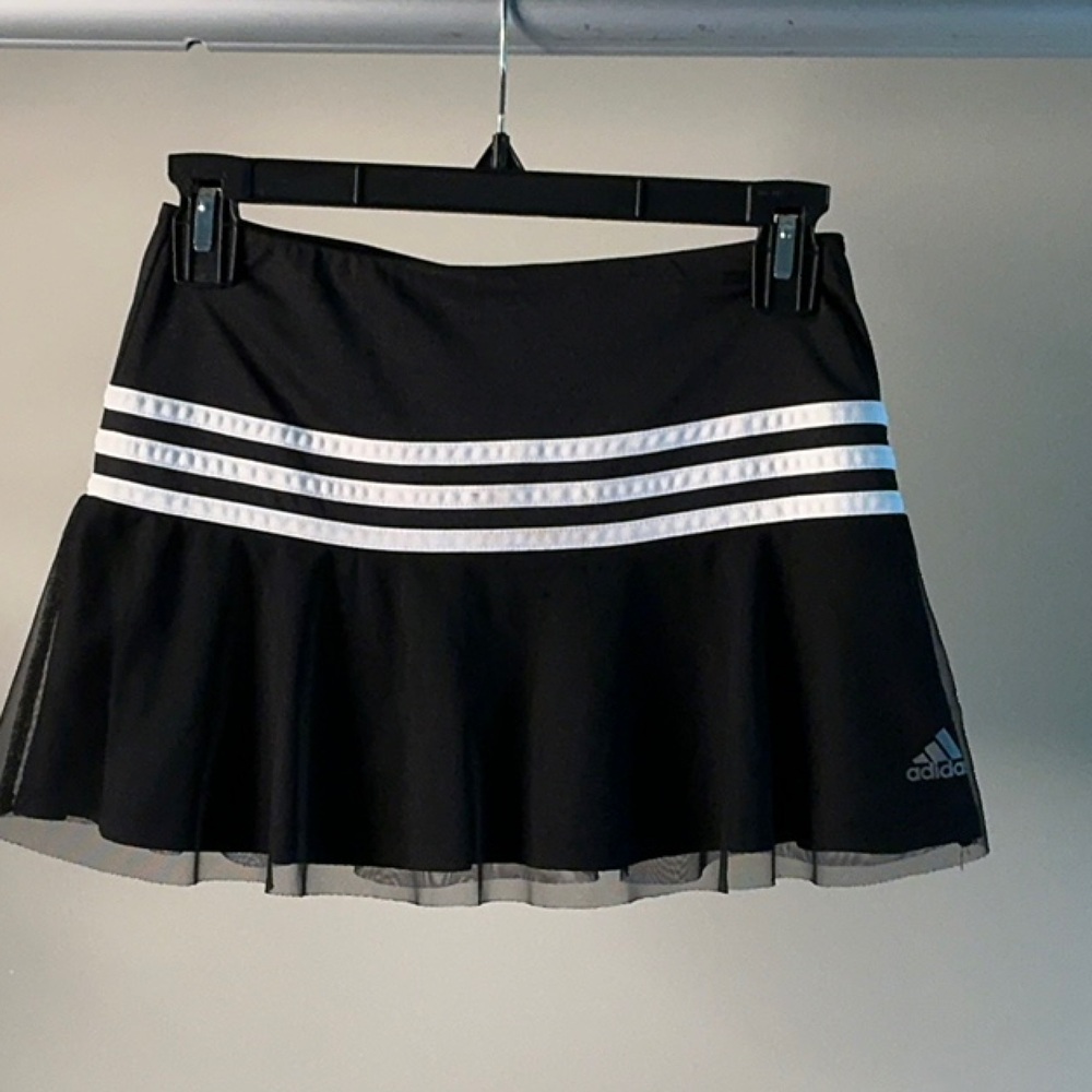 Adidas Black and White Pleated Mini Skater Skirt